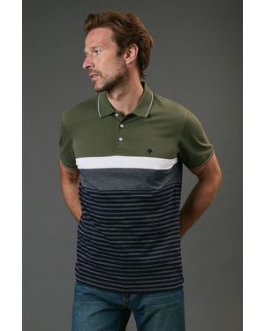 MAINE Rome Placement Stripe Polo Shirt Cotton - Green