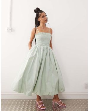 Amy Lynn Polly Shirred Midi Dress - Green