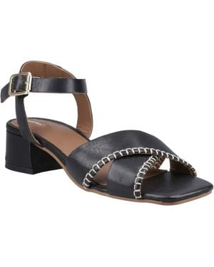 Hush Puppies Lyla Hielend Leer Dames Zwarte Sandalen