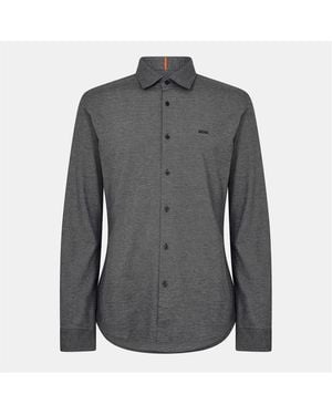 BOSS Regular Fit Collared Neck Long Sleeve Shirt - Grey
