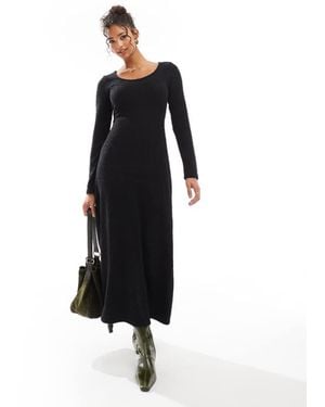 ASOS Supersoft Scoop Neck Fit And Flare Midi Dress - Black