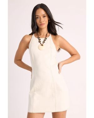 Nasty Gal Denim Seam Detail Strappy Mini Dress - Natural