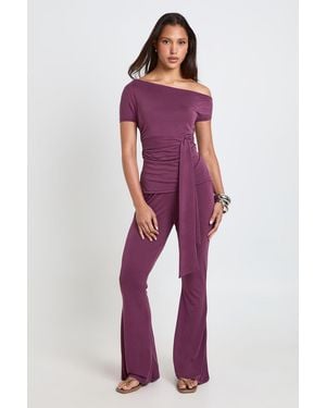 Boohoo Modal Flare Leg Trouser - Red