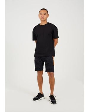 Brave Soul Short With Biker Patch Detail - Blue