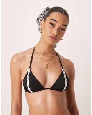 Free Society Lace Triangle Bikini Top - Black