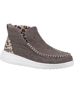 HEYDUDE Denny Cotton Leopard Boots - Brown