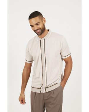 Brave Soul Knitted Short Sleeve Shirt - Natural