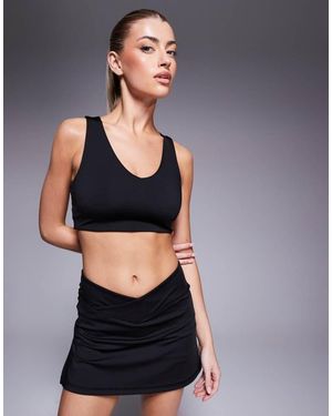 4505 V Neck Racer Back Medium Support Sports Bra - Blue