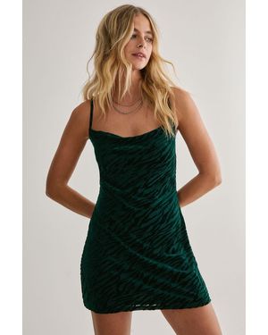 Nasty Gal Cowl Neck Devore Animal Mini Dress - Green