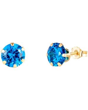 The Jewellery Stockroom 9Ct 6Mm London Cubic Zirconia Stud Earrings - Blue