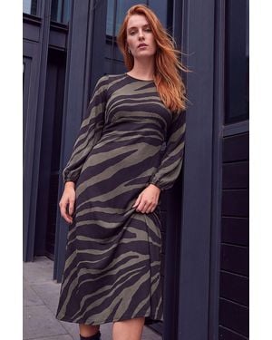 Roman Animal Print Midi Dress - Blue