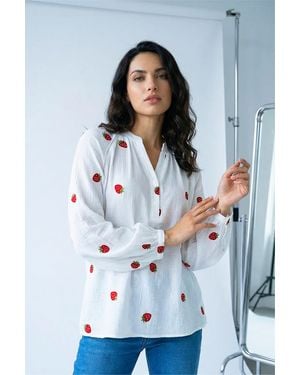D.u.s.k Strawberry V-Neck Tunic Top - Grey