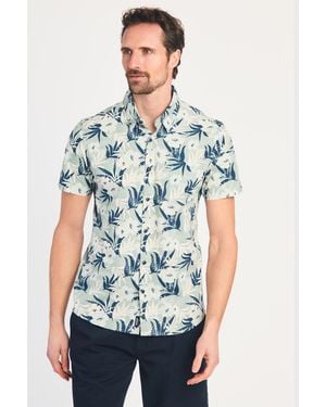 Kensington Eastside Cotton Printed Poplin Short Sleeve Shirt - Green