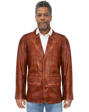 Infinity Leather Blazer Jacket-Santiago - Brown