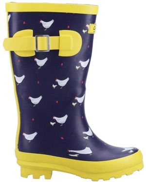Cotswold Ladies Farmyard Chicken Mid Calf Wellington Boots - Blue