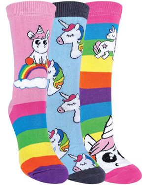 Sock Snob Ladies Striped Unicorn Socks - Multicolour