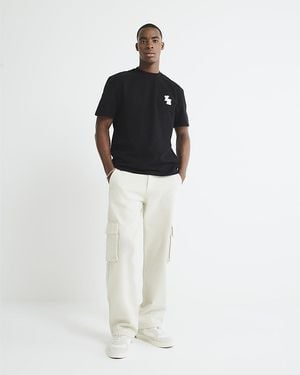 River Island Cargo Jeans Cream Loose Fit - White