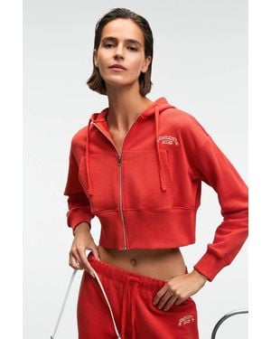 Grimelange Hooded Crop Zip Sweatshirt - Red