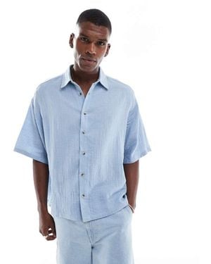 ASOS Cheesecloth Textured Regular Shirt - Blue