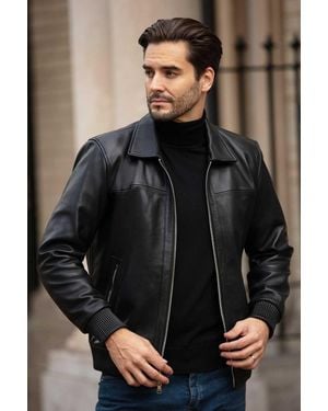 Ashwood Leather 'Lorenzo' Classic Real Bomber Jacket - Black