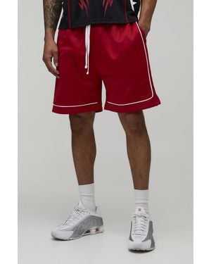 BoohooMAN Regular Fit Piping Tricot Short - Red