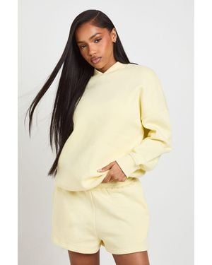 Boohoo Neck Detail Sweatshirt Short Tracksuit - Natural