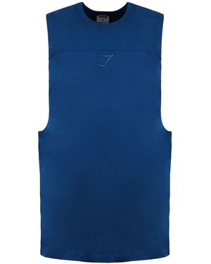 GYMSHARK Compound Drop Tank Top Cotton - Blue
