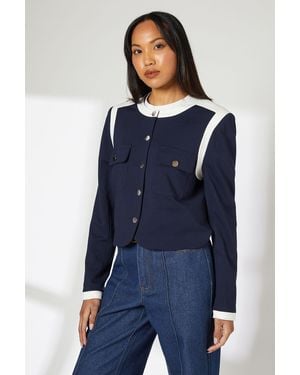 PRINCIPLES Cropped Pocket Detail Jacket - Blue