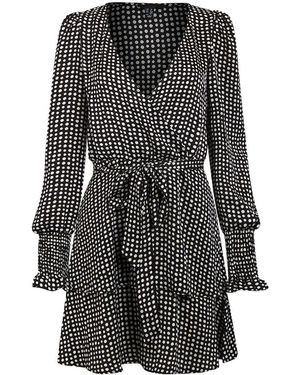 Secret Label Spot Floaty Wrap Dress - Black