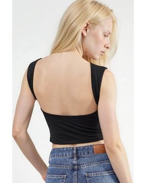 Hiccup Open Back Viscose Crop Top - Blue