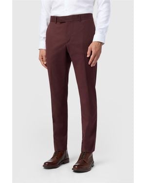 Antique Rogue Flat Fronted Slim Fit Suit Trousers - Red