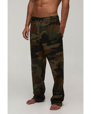 BoohooMAN Straight Leg Camo Loungewear Bottoms - Green