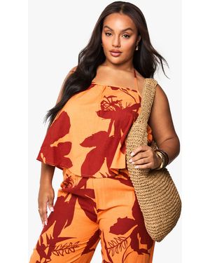 Boohoo Plus Abstract Floral Longline Cami - Orange