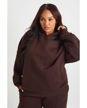 Boohoo Plus Core Basic Raglan Seam Oversized Hoodie - Brown