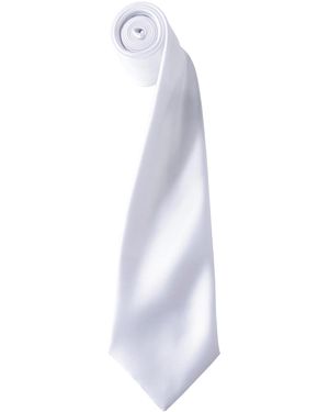 PREMIER Plain Satin Tie (Narrow Blade) - White