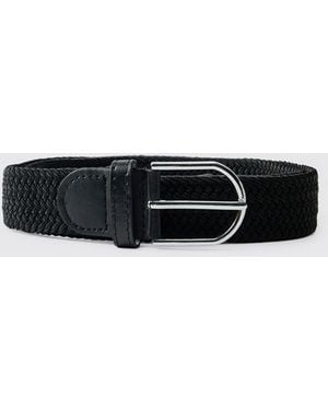BoohooMAN Textured Woven Belt - Black