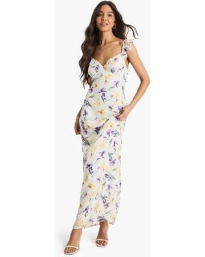 Boohoo Floral Chiffon Strappy Midaxi Dress - Multicolour