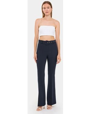 Hiccup High-Waist Belted Flare Trousers - Blue