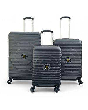 Infinity Leather Robust Abs Hard Shell 8 Wheels Luggage Travel Suitcase - Grey