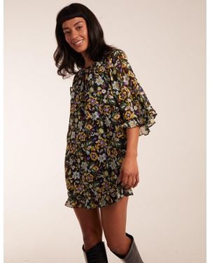 Blue Vanilla Floral Raglan Sleeve Tunic Dress - Multicolour