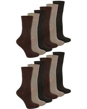 IOMI 12 Pair Multipack Ladies Diabetic Bamboo Socks - Black