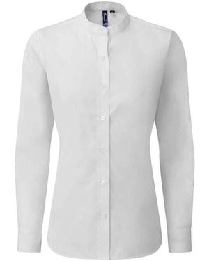 PREMIER Ladies Banded Grandad Collar Formal Shirt - White