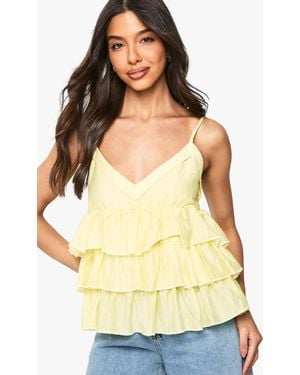 Boohoo Crinkle Ruffle Layered Cami - Yellow