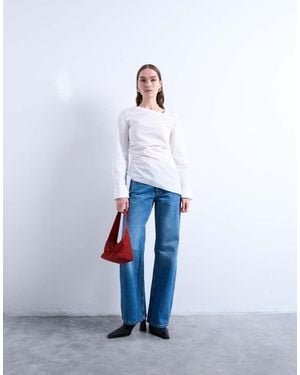 TOPSHOP Ember Low Rise Straight Leg Jean - White