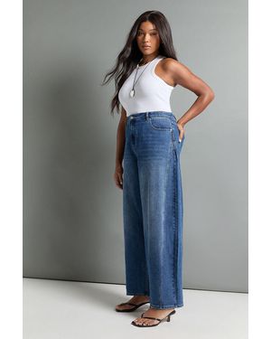 Boohoo The Plus High Waist Barrel Jean - Grey