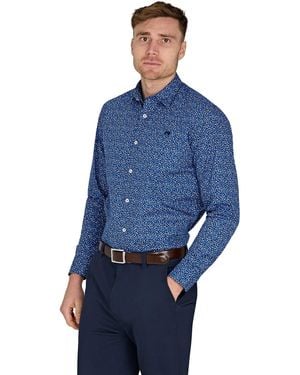 Raging Bull Long Sleeve Flower Bud Cotton Poplin Shirt - Blue