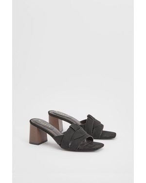 Wallis Brooklyn Faux Suede Block Heel Mules - Black