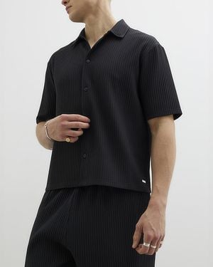 River Island Shirt Chunky Plisse - Black