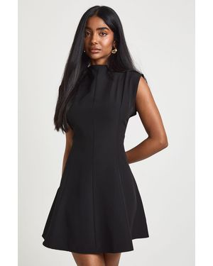 Boohoo Fit & Flare Seam Detail Mini Dress - Black