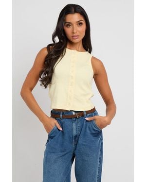 Urban Bliss Lemon Sleeveless Button Front Top - Blue
